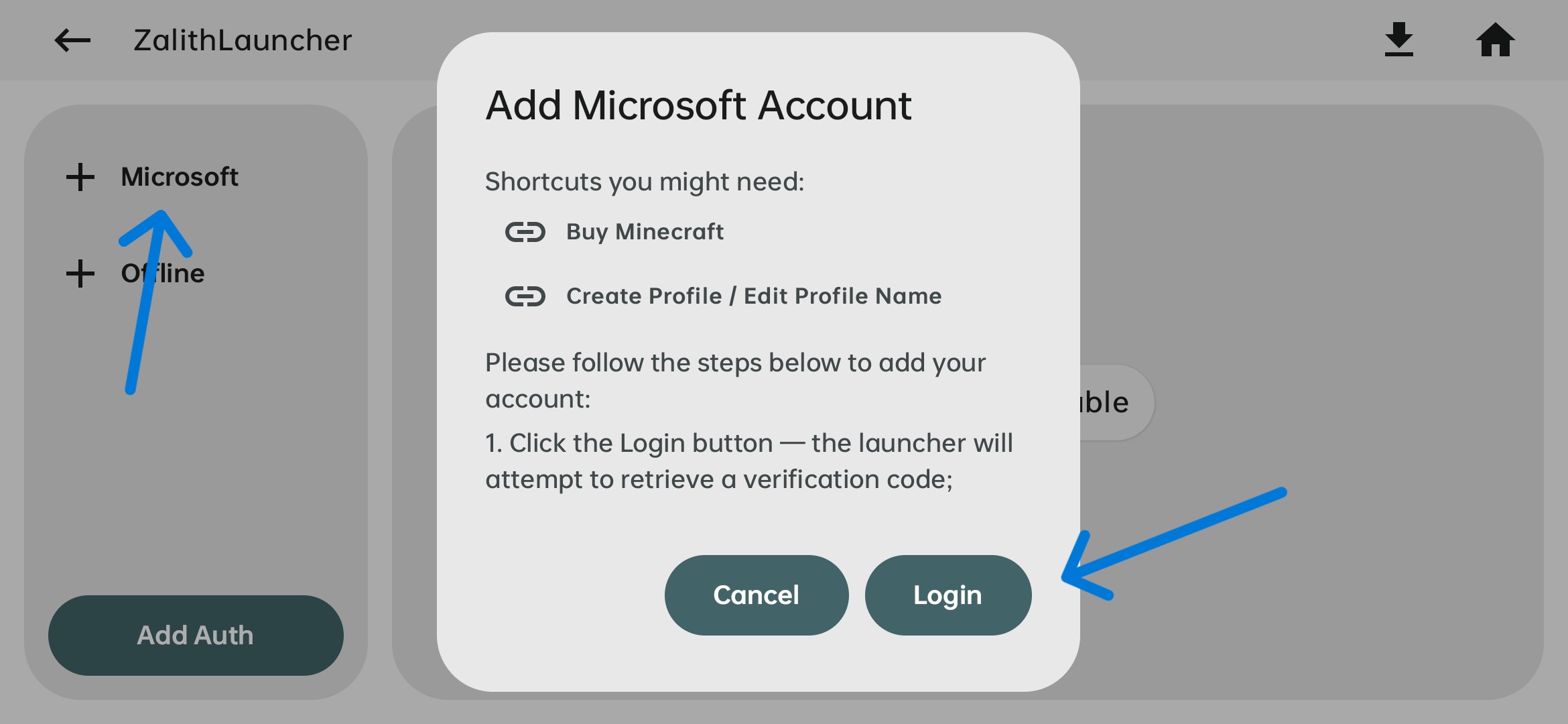 Start Microsoft Login