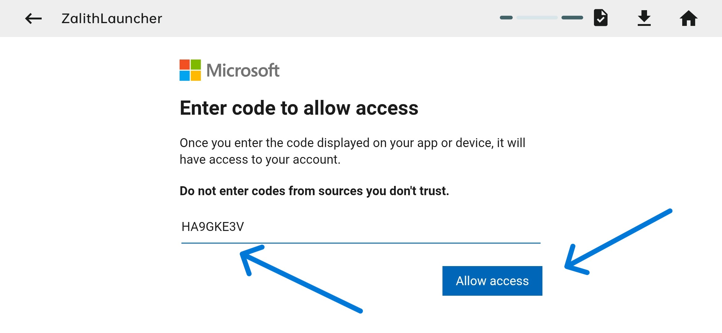 Enter Device Code